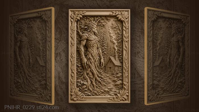Tree man beside a smoking hut 3d STL model