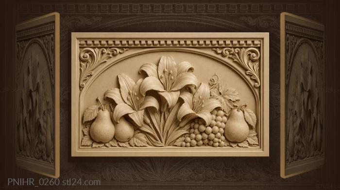 Three lilies with pears and grapes 3d STL model
