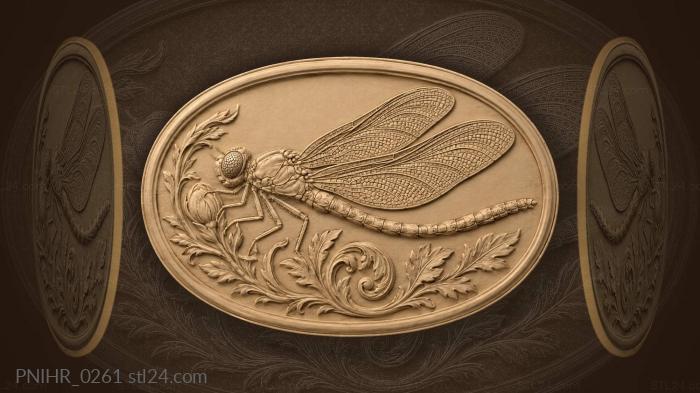 Swift dragonfly glides left on open wings 3d STL model