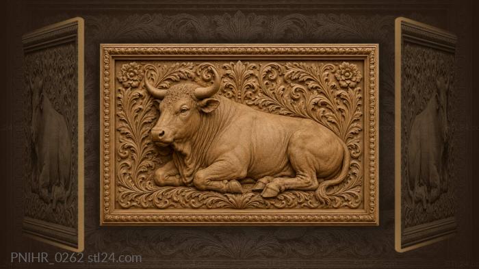 Resting bull serene summer day 3d STL model