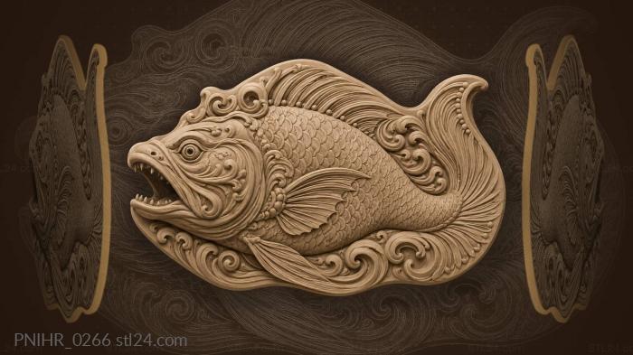 Toothy fish with open jaws 3d STL model