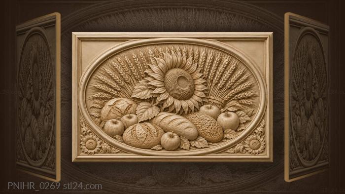 Sunflower follows daylight above gathered loaves 3d STL model