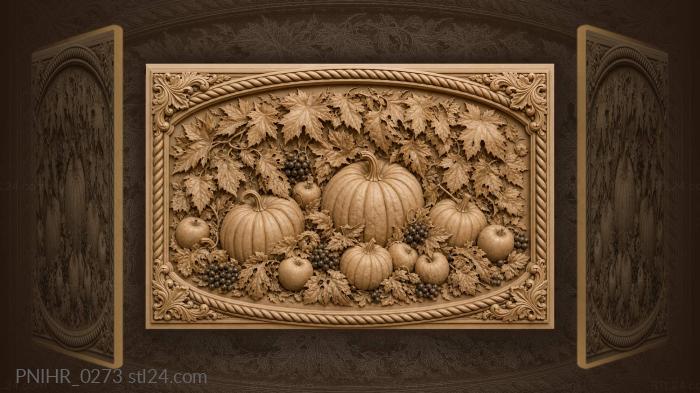 Pumpkins with apples and dark berries 3d STL model