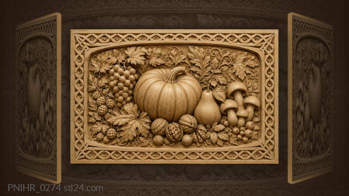 Pumpkin with mushrooms and walnuts 3d STL model