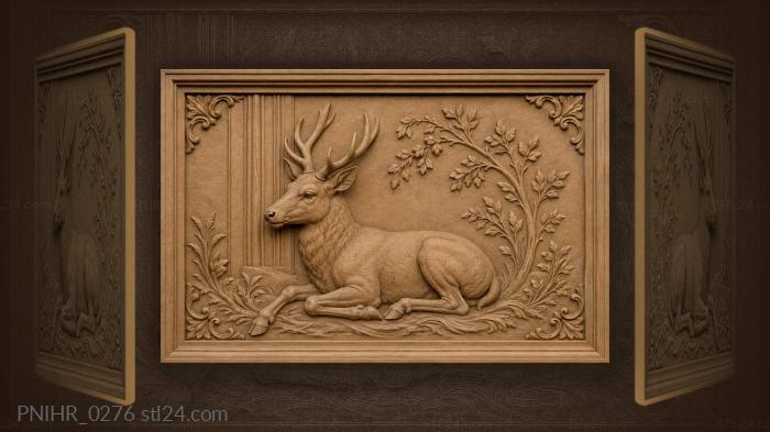Deer with curved horns by tall stems 3d STL model
