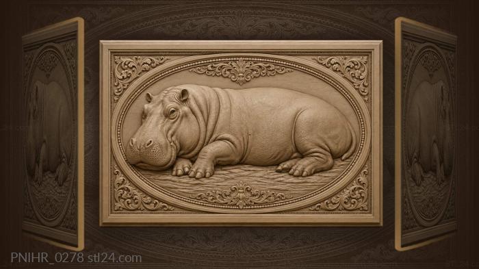 Sleeping hippo peaceful river dream 3d STL model