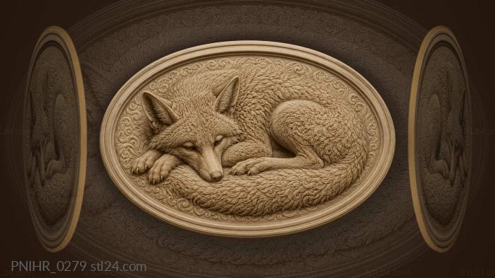 Fox curled up asleep 3d STL model
