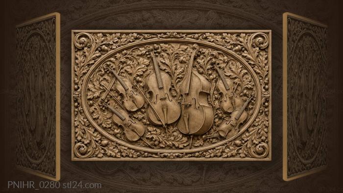 Cellos answer violins beneath oak leaves 3d STL model