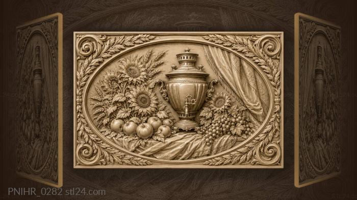 Samovar among sunflowers and apples 3d STL model