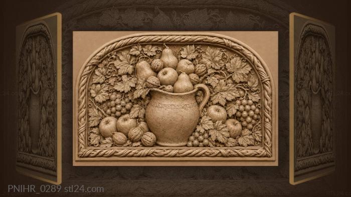 Earthenware pitcher with pears and walnuts 3d STL model