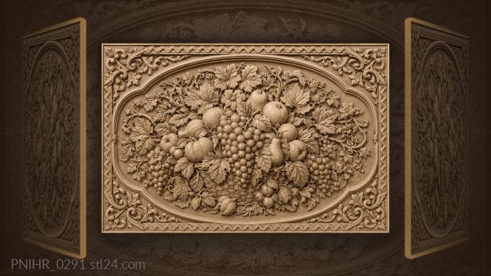 Peaches and pears heaped in a basket 3d STL model