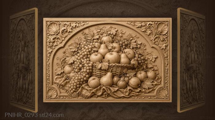Fruit basket on a red cloth 3d STL model