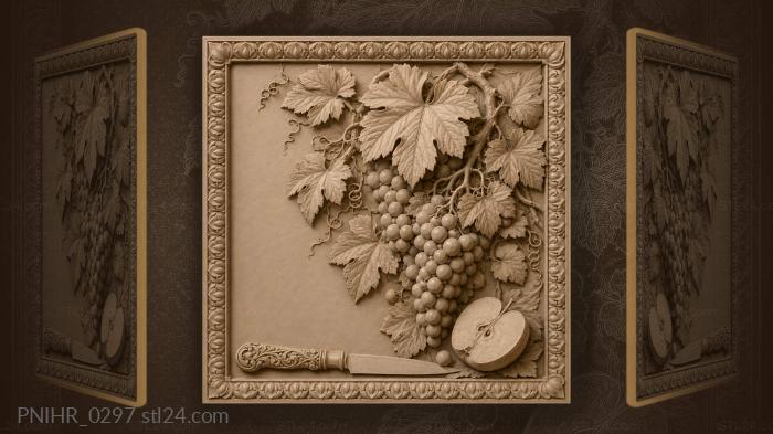 Knife beside a halved apple 3d STL model