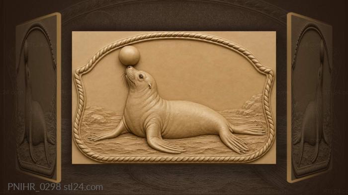 Seal balancing a ball on its nose 3d STL model
