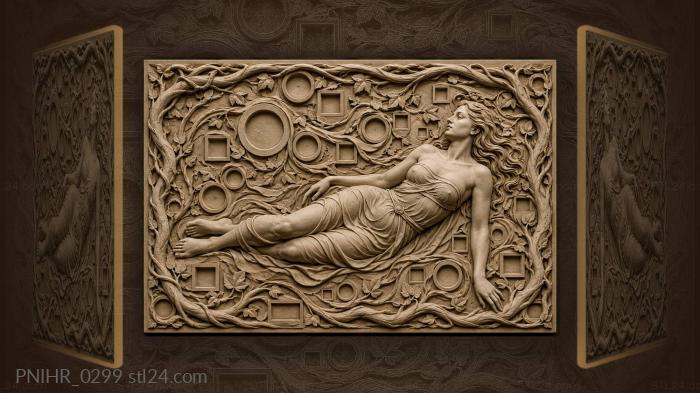 Reclining figure with voids and branches 3d STL model