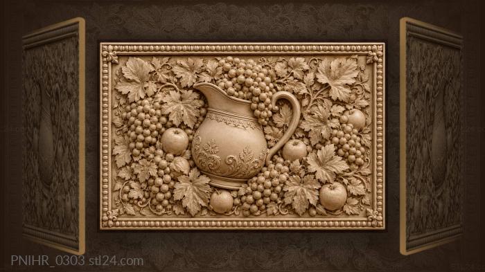 Grapes in a tilted pitcher 3d STL model