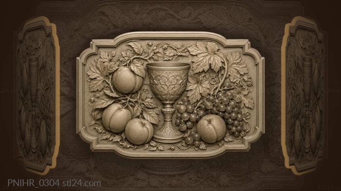 Golden chalice with autumn harvest 3d STL model