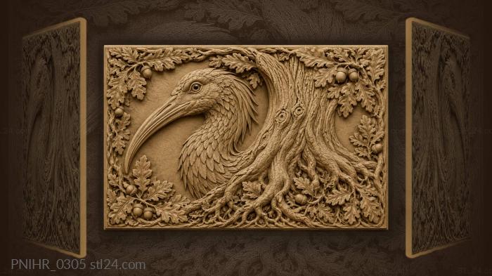 Bird growing out of a rooted trunk 3d STL model