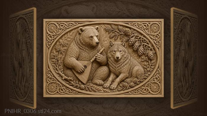 Bear playing balalaika for a wolf 3d STL model