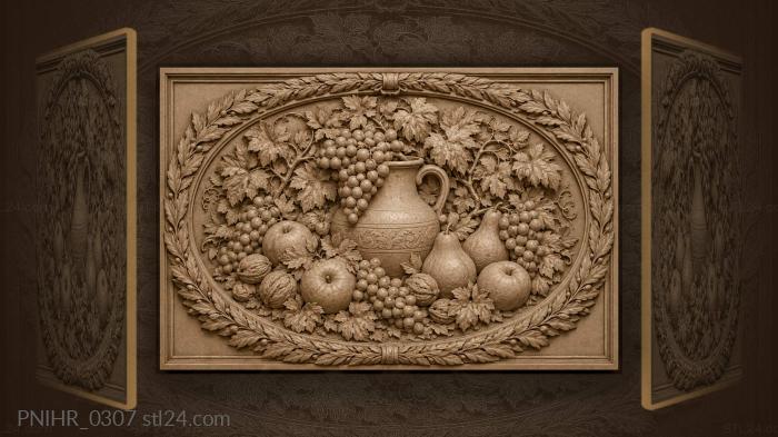 Walnuts beside a jug of grapes 3d STL model