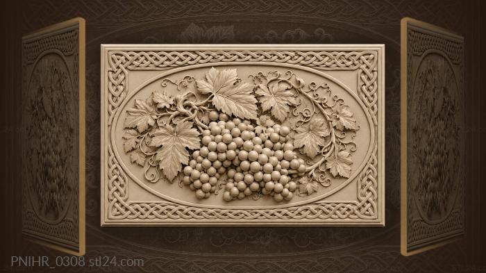 Grapes spilling from a mound among leaves 3d STL model