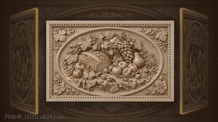 Apricots and walnuts on a leafy table 3d STL model