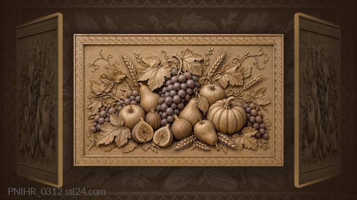 Figs and pears mixed with wheat stalks 3d STL model