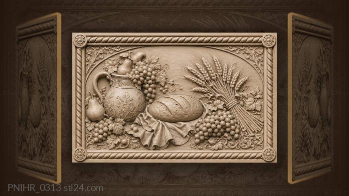 Bread on cloth between pitcher and wheat 3d STL model