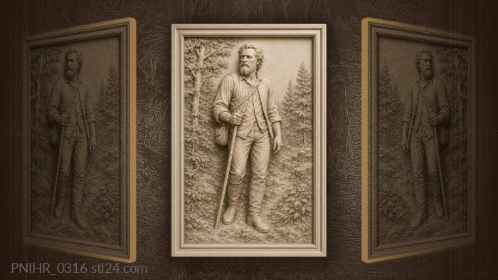Man in serene forest landscape 3d STL model