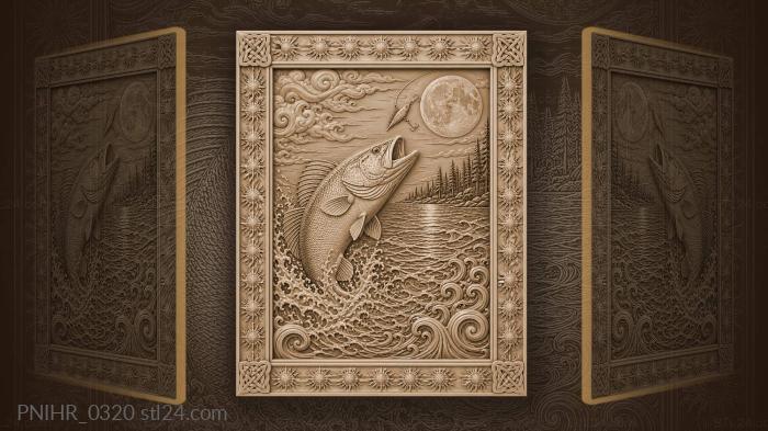 Moonlit leap of silver fish 3d STL model