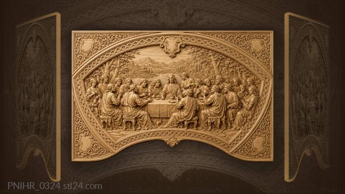 Feast at a long table below mountains 3d STL model