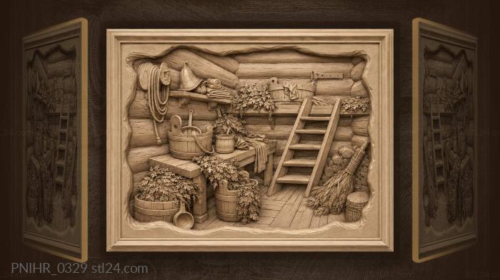 Buckets and rope in the bathhouse corner 3d STL model