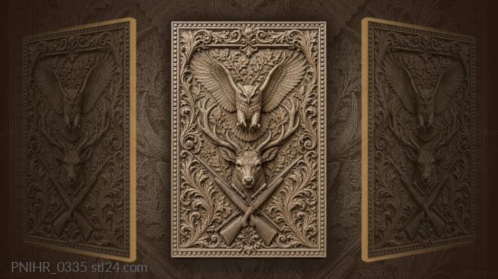 Majestic owl and noble stag hunt 3d STL model