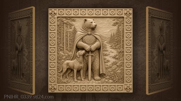 Forest bear with loyal hound 3d STL model