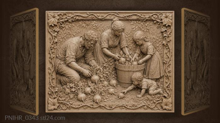 Harvest time family gathering bounty 3d STL model