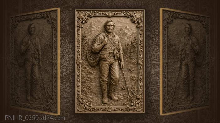 Net on his shoulder among dragonflies 3d STL model