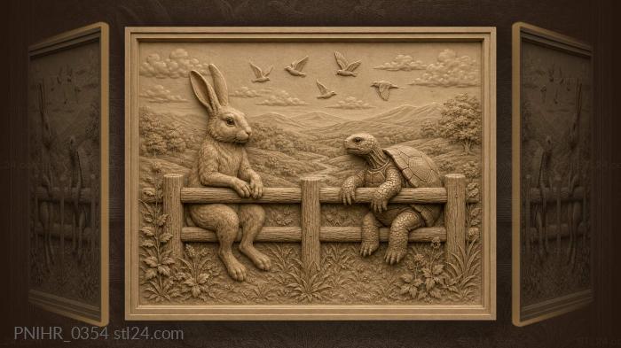 Rabbit turtle birds gentle landscape 3d STL model