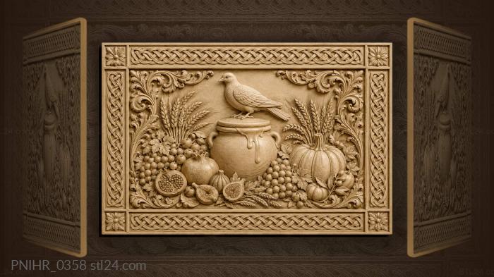 Honey pot with fruits and dove 3d STL model