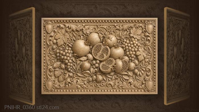 Abundant harvest pomegranates grapes fruits 3d STL model