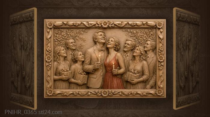 Joyful couple with candles celebration 3d STL model