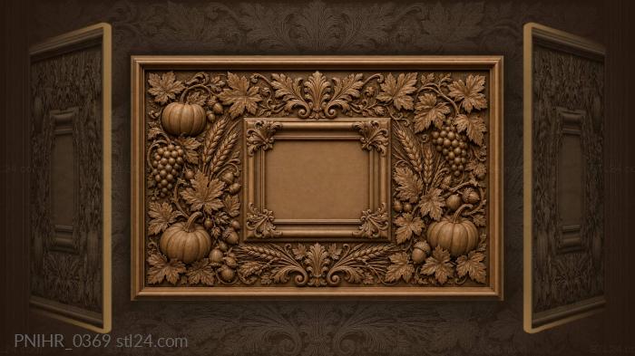 Acorns and maple leaves around a square opening 3d STL model