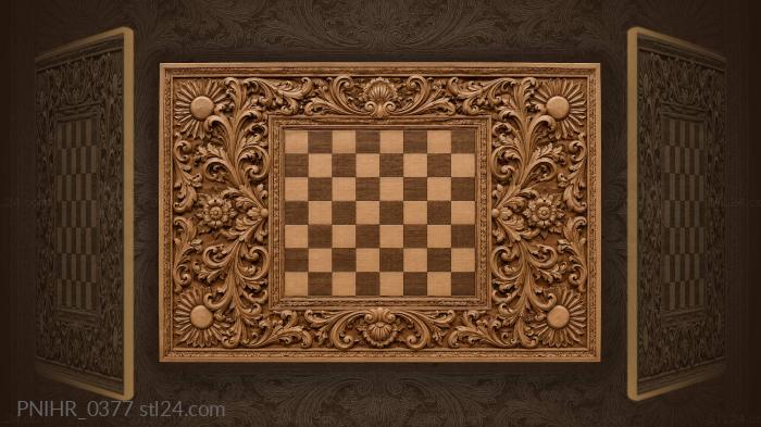 Chess squares amid scrolls and sunbursts 3d STL model