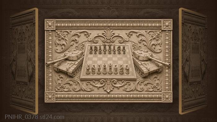 Chess game with flanking tanks 3d STL model