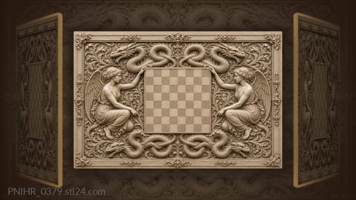 Dragons and chessboard intricate design 3d STL model