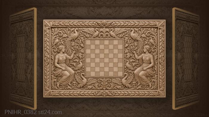 Chessboard with birds and laurel 3d STL model
