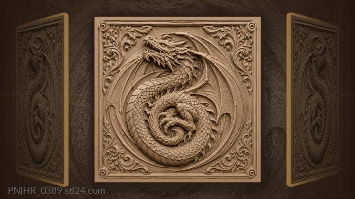 Coiled dragon with spiral tail 3d STL model