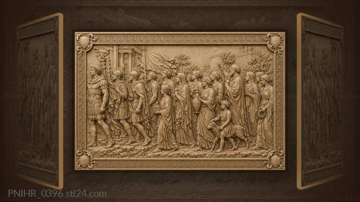 Festive crowd with ancient border 3d STL model