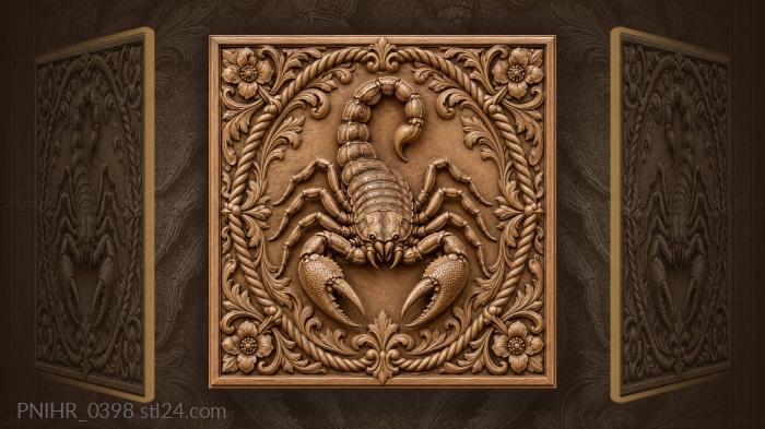 Scorpion among twisted branches and flowers 3d STL model