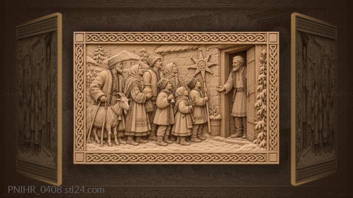 Carolers with a goat at the porch 3d STL model