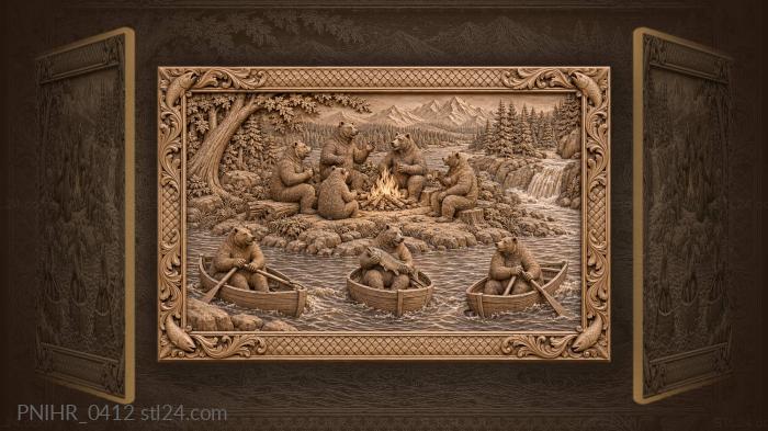 Bears picnic by the river 3d STL model